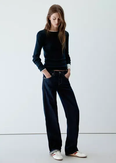 Mango T-shirt Cintré Uni In Black