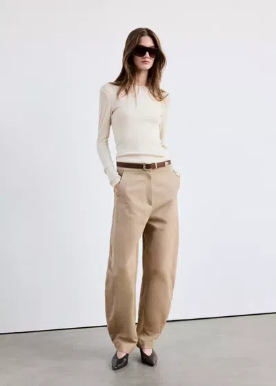 Mango T-shirt Cintré Uni In Neutral