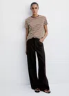 Mango T-shirt Coton À Rayures In Marron