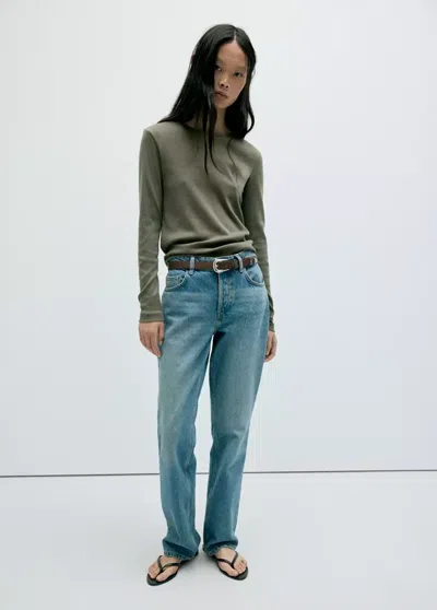 Mango T-shirt Coton Ajusté In Green