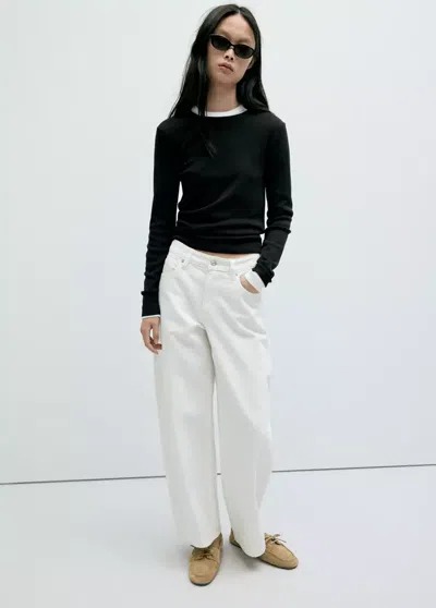 Mango T-shirt Coton Ajusté In Black