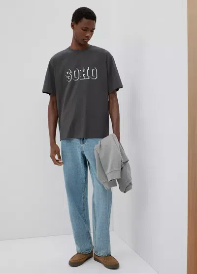 Mango T-shirt Coton Détail Imprimé In Gray
