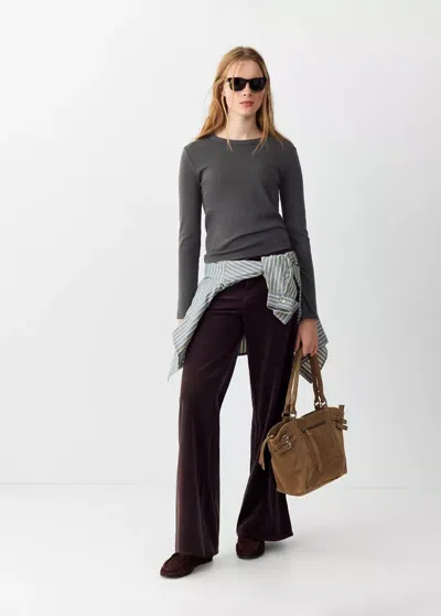 Mango T-shirt Coton Effet Délavé In Gris Anthracite