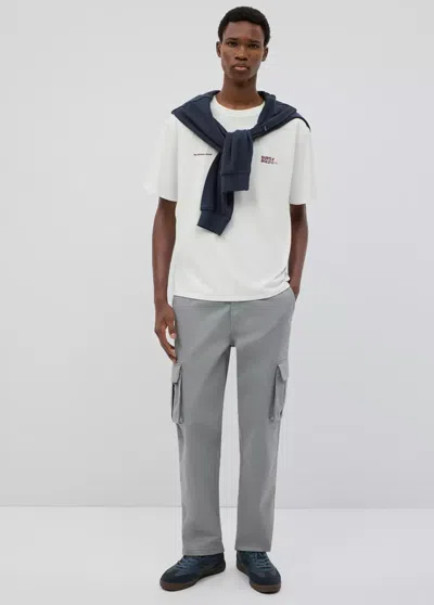 Mango T-shirt Coton Imprimé Graphique In White