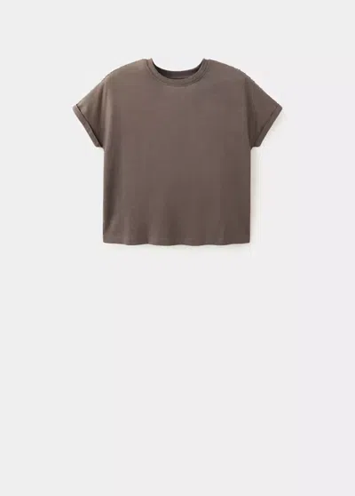 Mango T-shirt Coton Manches Courtes In Marron