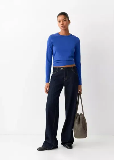 Mango T-shirt Coton Manches Longues In Blue