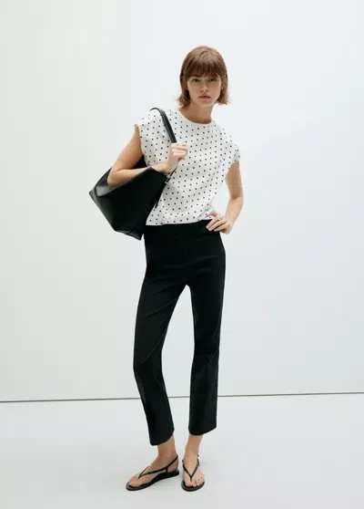 Mango T-shirt Coton Pois In Blanc