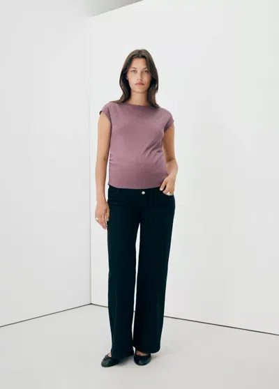 Mango T-shirt De Grossesse Froncé In Violet Clair/pastel