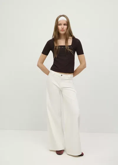 Mango T-shirt Détail Clous In Black