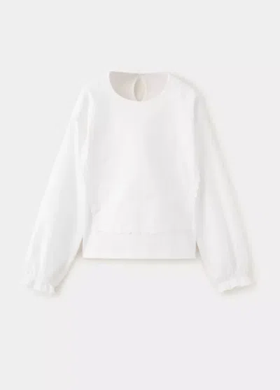 Mango Kids' T-shirt Détails Brodés In Blanc Cassé