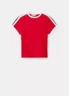 Mango T-shirt Détails Contrastants In Rouge
