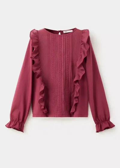 Mango Kids' T-shirt En Coton À Volants In Cerise