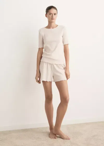 Mango T-shirt En Coton Désaiguillé In Neutral