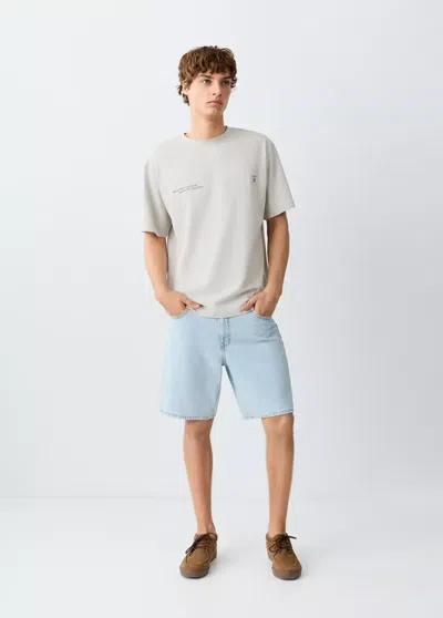 Mango T-shirt En Coton Imprimé In Gray