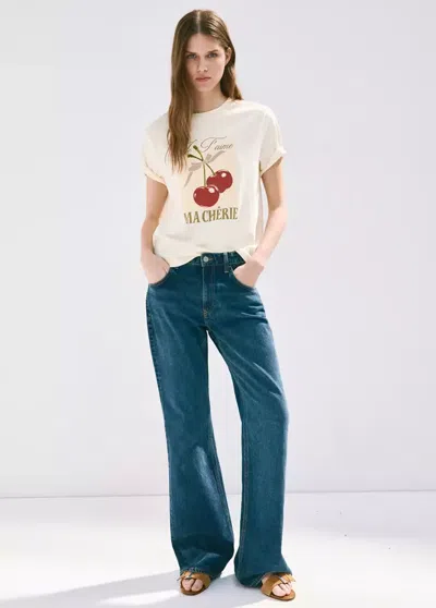Mango T-shirt En Coton Imprimé In Neutral