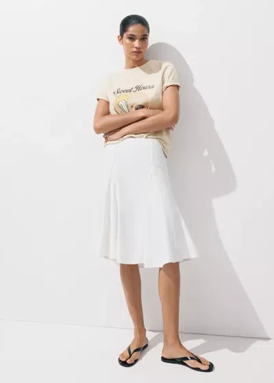 Mango T-shirt En Coton Imprimé In White