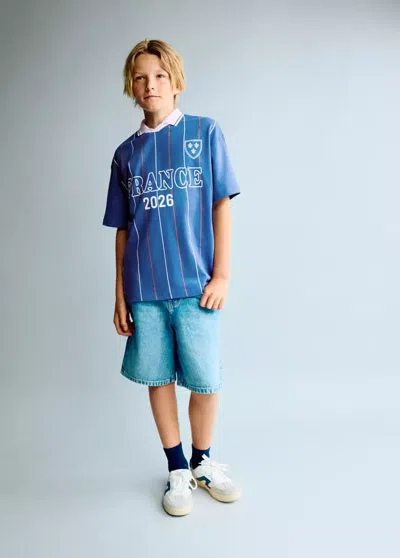 Mango Kids' T-shirt France Football In Blue