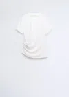 Mango T-shirt Froncé Coton In Blanc
