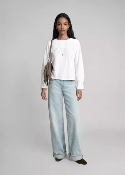 Mango T-shirt Froncé Coton In White