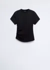 Mango T-shirt Froncé Coton In Noir
