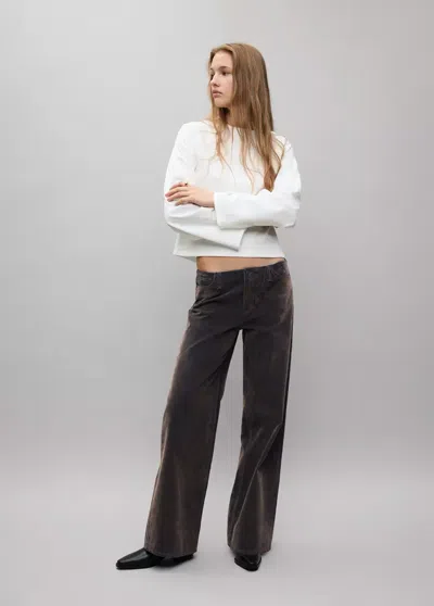 Mango T-shirt Jaspé In Blanc Cassé