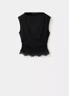 Mango T-shirt Lacy In Black