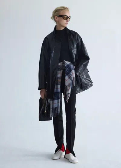 Mango T-shirt Lyocell Détail Couture In Black