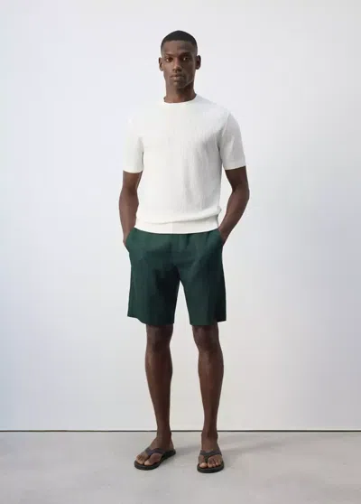Mango T-shirt Maille Côtelée In Blanc