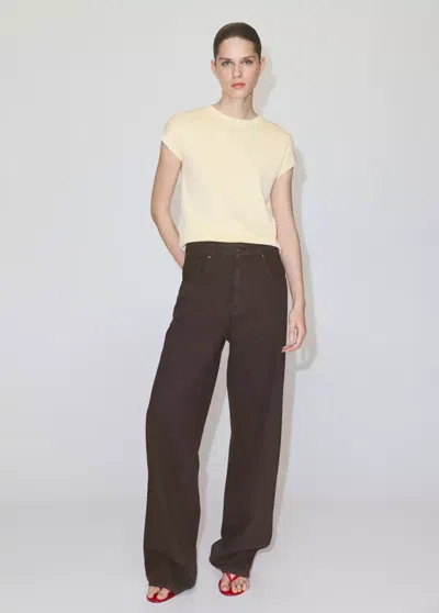 Mango T-shirt Maille Manches Courtes In Jaune Pastel