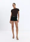 Mango T-shirt Maille Manches Courtes In Marron