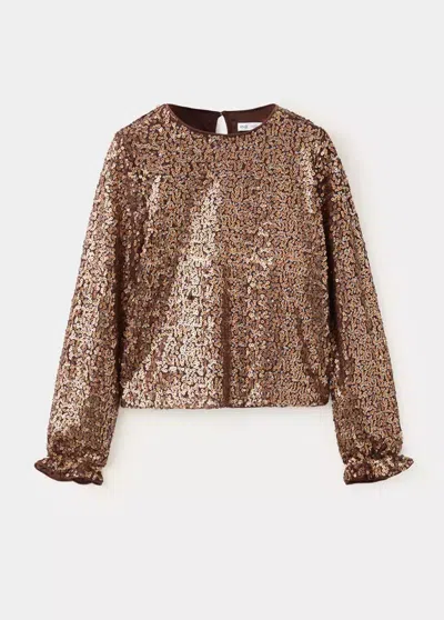 Mango Kids' T-shirt Paillettes In Cuivre