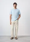 Mango T-shirt Regular-fit 100 % Coton In Blue