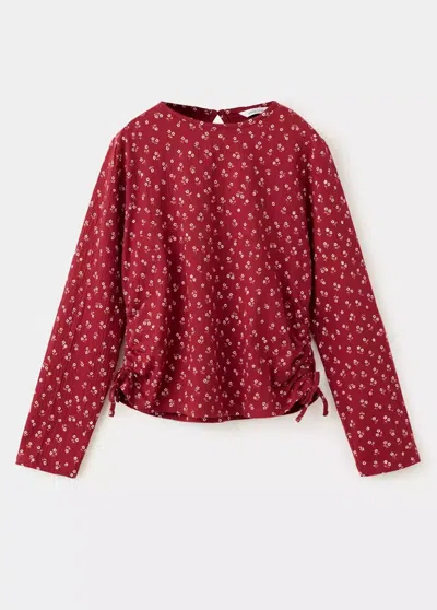 Mango Kids' T-shirt Texture À Fleurs In Burgundy