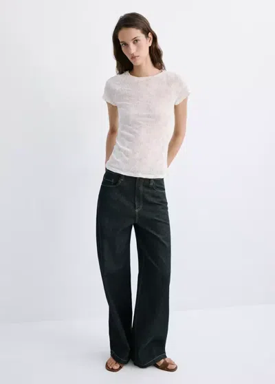Mango T-shirt With Raised Embroidered Details In White