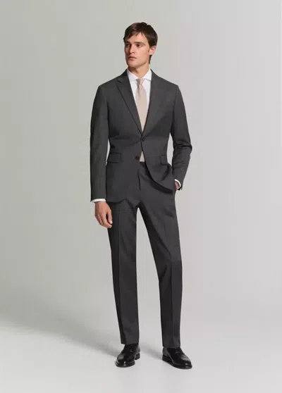 Mango Turin 100% Wool Suit Blazer In Grey