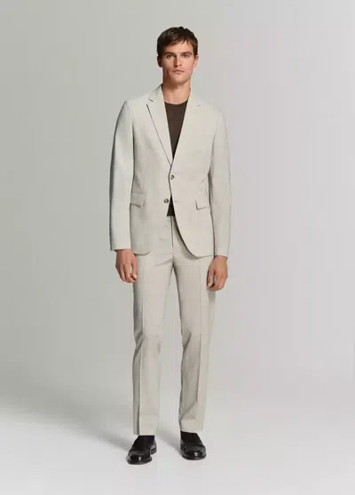Mango Turin 100% Wool Suit Blazer In Beige