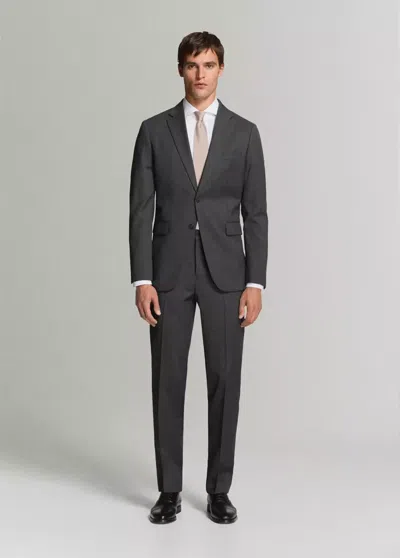 Mango Turin 100% Wool Suit Pants In Grey