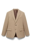 Mango Turin Solid Wool Sport Coat In Beige
