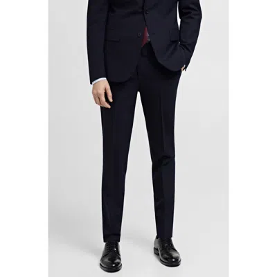 Mango Turin Virgin Slim Fit Wool Pants In Dark Navy