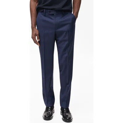 Mango Turin Virgin Slim Fit Wool Pants In Dark Navy