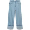 Mango Turned Up Wide Leg Jeans In Blue