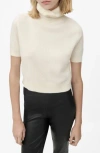 Mango Turtleneck Crop Cashmere Sweater In Neutral