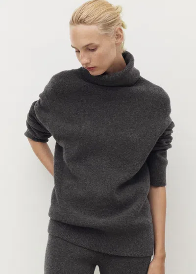 Mango Pull-over Maille Col Montant Gris Anthracite - Femme - L -  In Gray