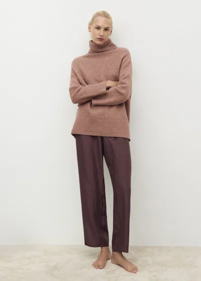 Mango Turtleneck Knit Sweater Medium Brown