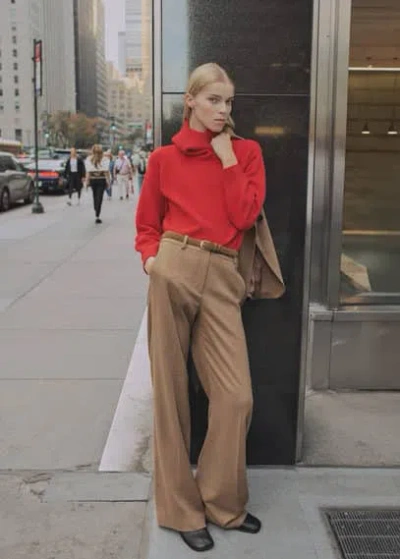 Mango Turtleneck Knitted Sweater Red