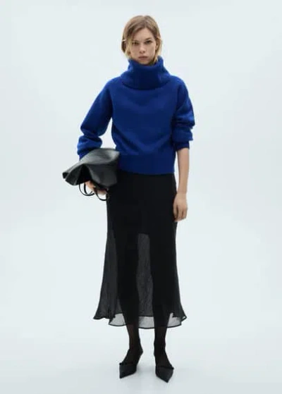 Shop Mango Turtleneck Knitted Sweater Vibrant Blue