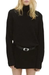 Mango Turtleneck Long Sleeve Dress In Black