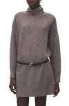 Mango Knitted Turtleneck Dress In Medium Brown