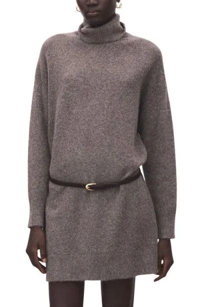 Mango Turtleneck Long Sleeve Dress In Neutral