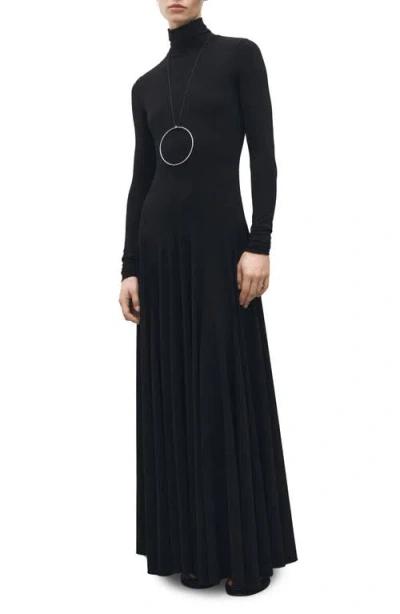 Mango Turtleneck Long Sleeve Ponte Dress In Black